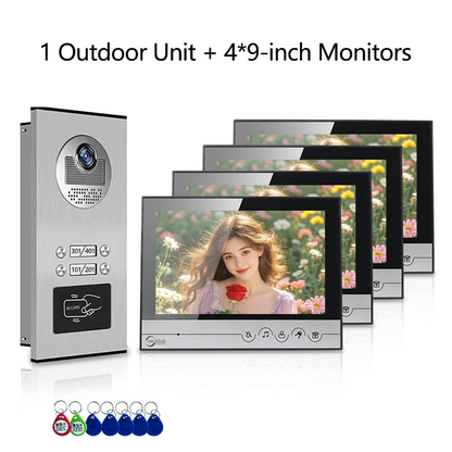 Anjielo New Series 4 Wire Video Intercom System Video Doorbell and Doorphone For 2/4/6/8/10/12 Household