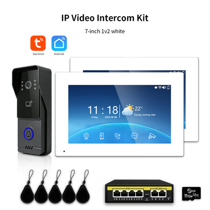 Anjielo IP Video Intercom System with High-Definition Large Screen & Infrared Night Vision Fill Light – Tuya App, 7/10.1-Inch Touch Screen, RFID Unlock for Multi-Story Villas