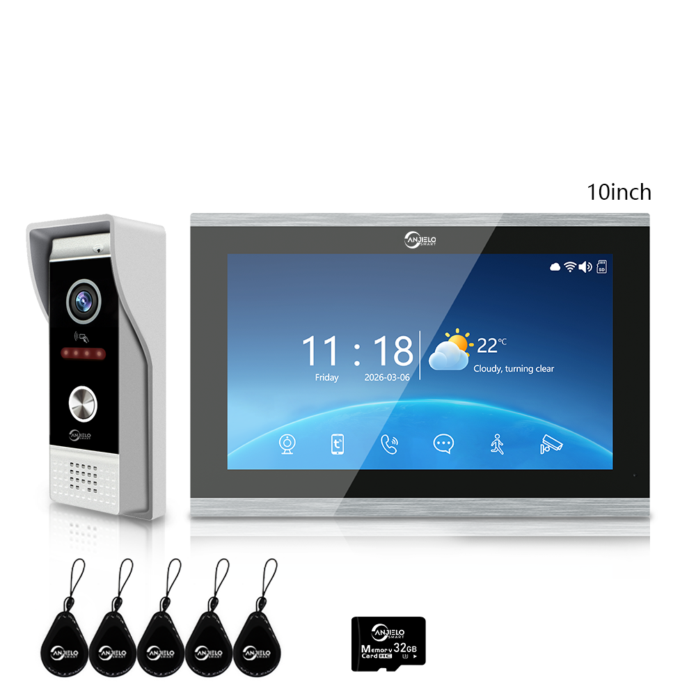 Anjielo 4 Wire 1080P 7/10 Inch Photo Frame with Infrared Night Vision Wifi Video Doorbell Intercom Tuya Smart Doorphone RFID Access Control System for Villa Apartment