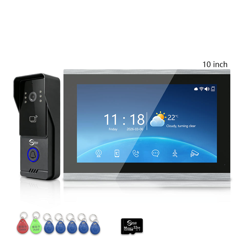 Anjielo Newest 4‑Wire Tuya Smart Life Video Intercom System 7/10 Inch Touch‑Screen 1080P IP65 Multi‑Monitor Doorphone for Villa & Apartment