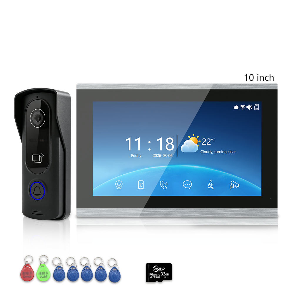 Anjielo 4-Wire Video Intercom Kit with Tuya Smart WiFi, 1080P HD Night Vision Camera, 7/10-Inch Touchscreen Monitor, Remote Unlock, Motion Detection & IP65 Waterproof for Home, Apartment & Villa Security