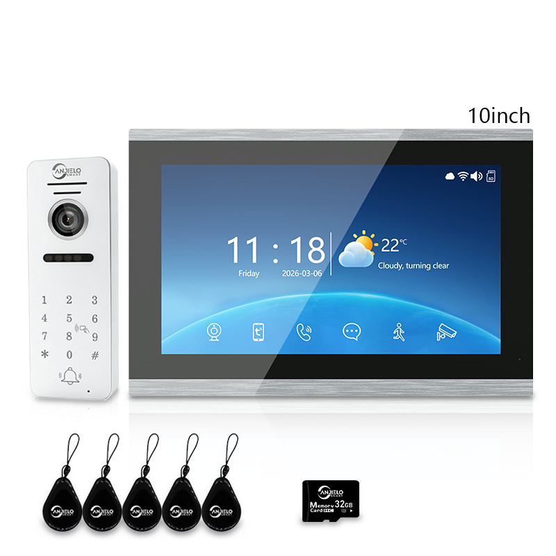 4-Wire Tuya Smart Video Intercom System 10 Inch Indoor Monitor Wired Doorbell with PIR Motion Detection Two-Way Audio Remote Mobile App Unlock for Home Villa Security