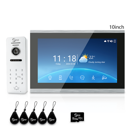 4-Wire Tuya Smart Video Intercom System 10 Inch Indoor Monitor Wired Doorbell with PIR Motion Detection Two-Way Audio Remote Mobile App Unlock for Home Villa Security