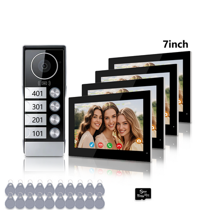Anjielo 2 WIre Video Intercom Systems with 7/10 inch Video Monitor Video Doorbell VIdeo Doorphone Intercom for 1/2/3/4 Household