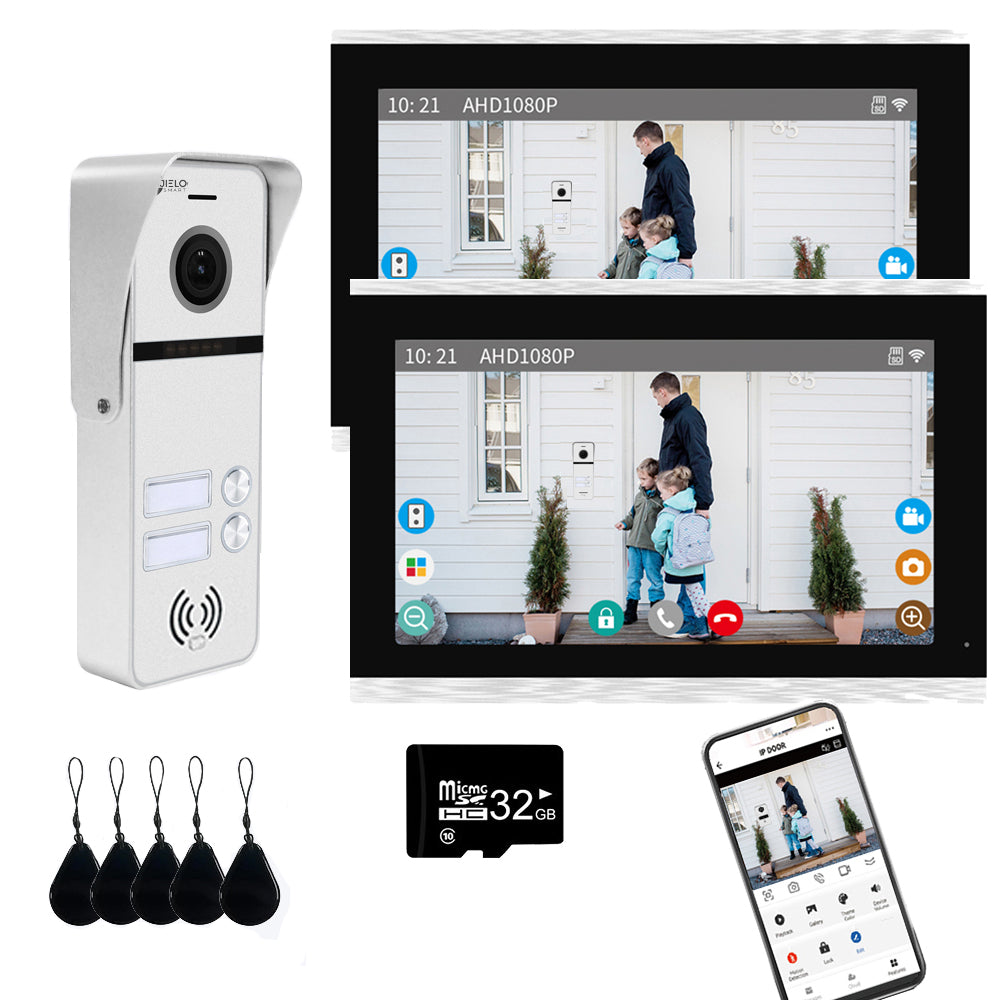 Anjielo Smart Wifi Intercom Tuya 7/10 Inch Video Tuya Smart Home video 2 doorbell System 1080P 160°Wired Doorbell Camera Full Touch Monitor