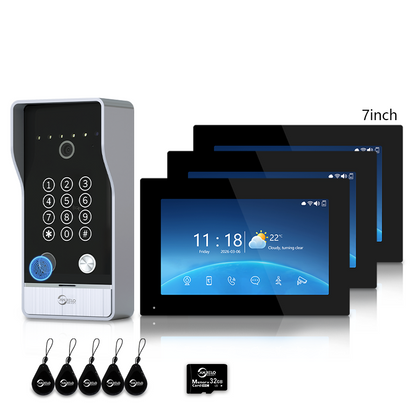Anjielo Smart Video Doorbell Intercom System with 5-in-1 Unlocking – Fingerprint, Password, RFID Card, Touchscreen & Tuya App Unlock for Apartment or Villa|