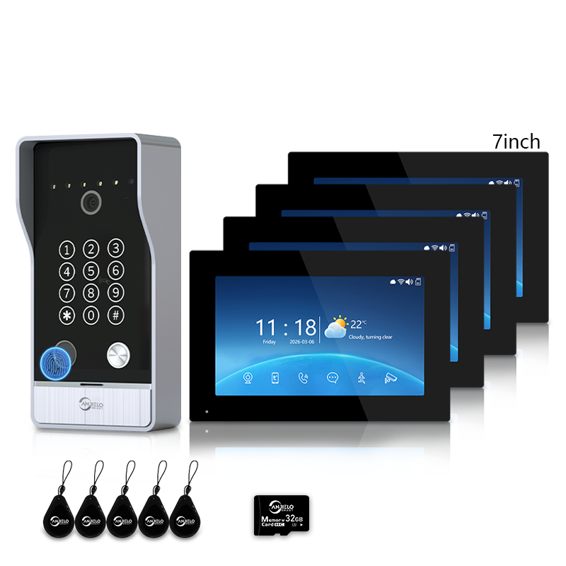Anjielo Smart Video Doorbell Intercom System with 5-in-1 Unlocking – Fingerprint, Password, RFID Card, Touchscreen & Tuya App Unlock for Apartment or Villa|