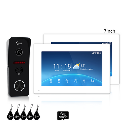 Anjielo 1080P 4 Wire Video Doorbell Intercom System 7/10 Inch Monitor Photo Frame with Motion Decetion Unlock by IC Card Monitor Tuya App for Villa