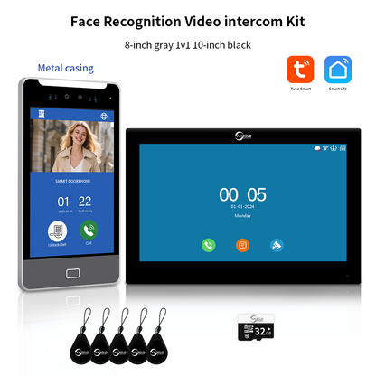 Anjielo Tuya Smart  AI facial recognition building IP video intercom system, 5-in-1 Unlock and Connect Multiple Monitors Integrated Solution, suitable for villas/hotels and communities