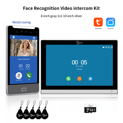 Anjielo Tuya Smart  AI facial recognition building IP video intercom system, 5-in-1 Unlock and Connect Multiple Monitors Integrated Solution, suitable for villas/hotels and communities