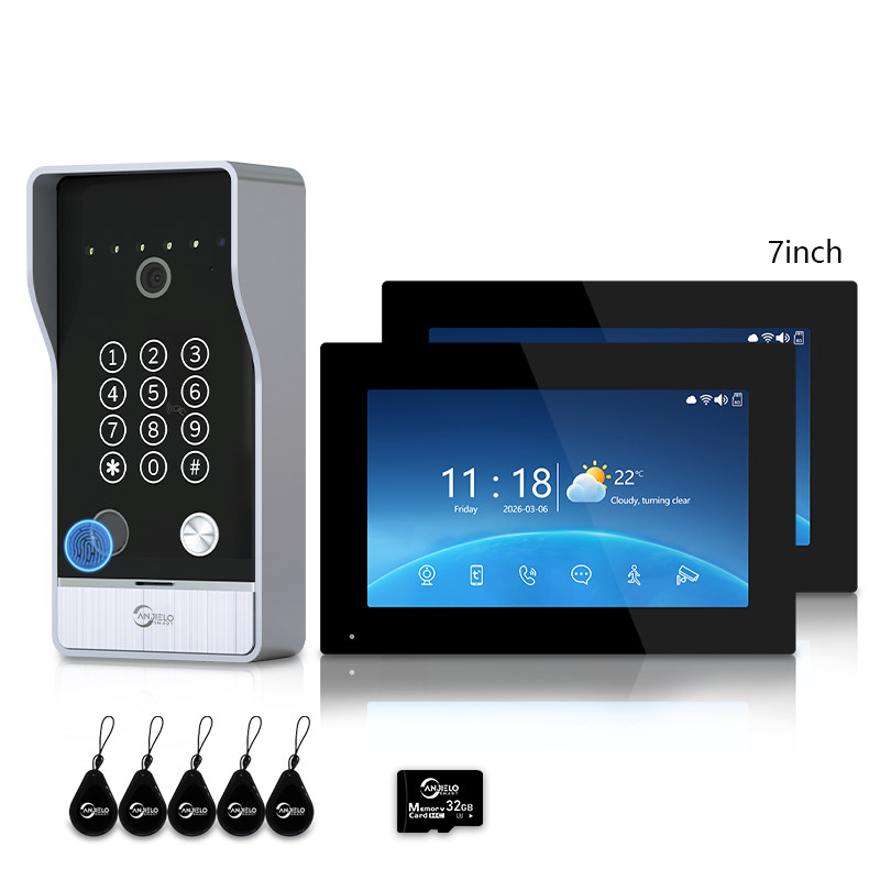 Anjielo Smart Video Doorbell Intercom System with 5-in-1 Unlocking – Fingerprint, Password, RFID Card, Touchscreen & Tuya App Unlock for Apartment or Villa|