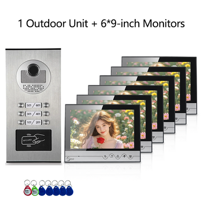 Anjielo New Series 4 Wire Video Intercom System Video Doorbell and Doorphone For 2/4/6/8/10/12 Household
