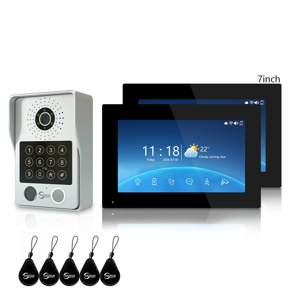 Anjielo Latest 4 wire Video Intercom System Video Doorbell 5 in 1 unlocking for the Apartment Intercom System for Home Villa