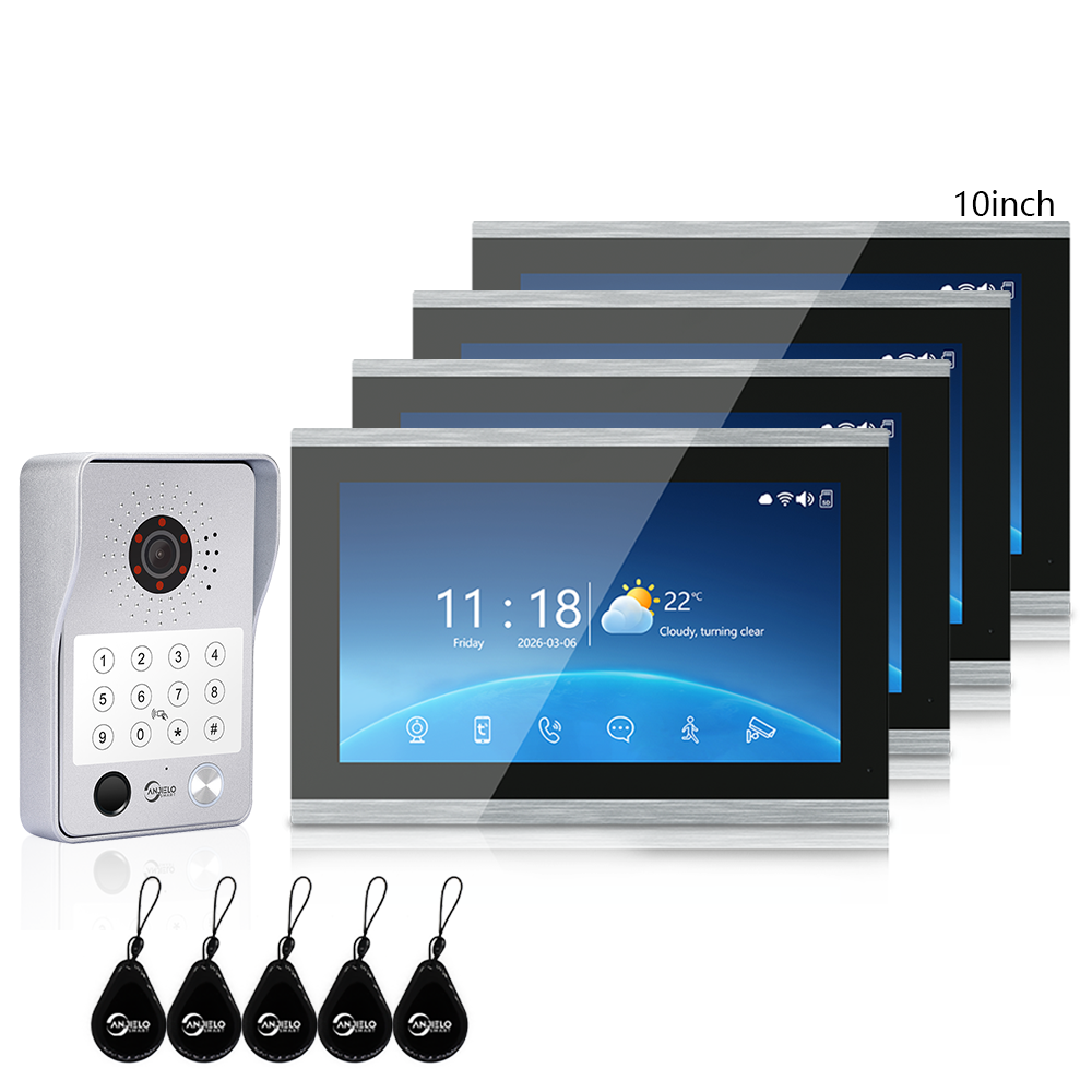 Anjielo Latest 4 wire Video Intercom System Photo Frame Video Doorbell 5 in 1 unlocking with Motion Detection for the Apartment Intercom System for Home Villa