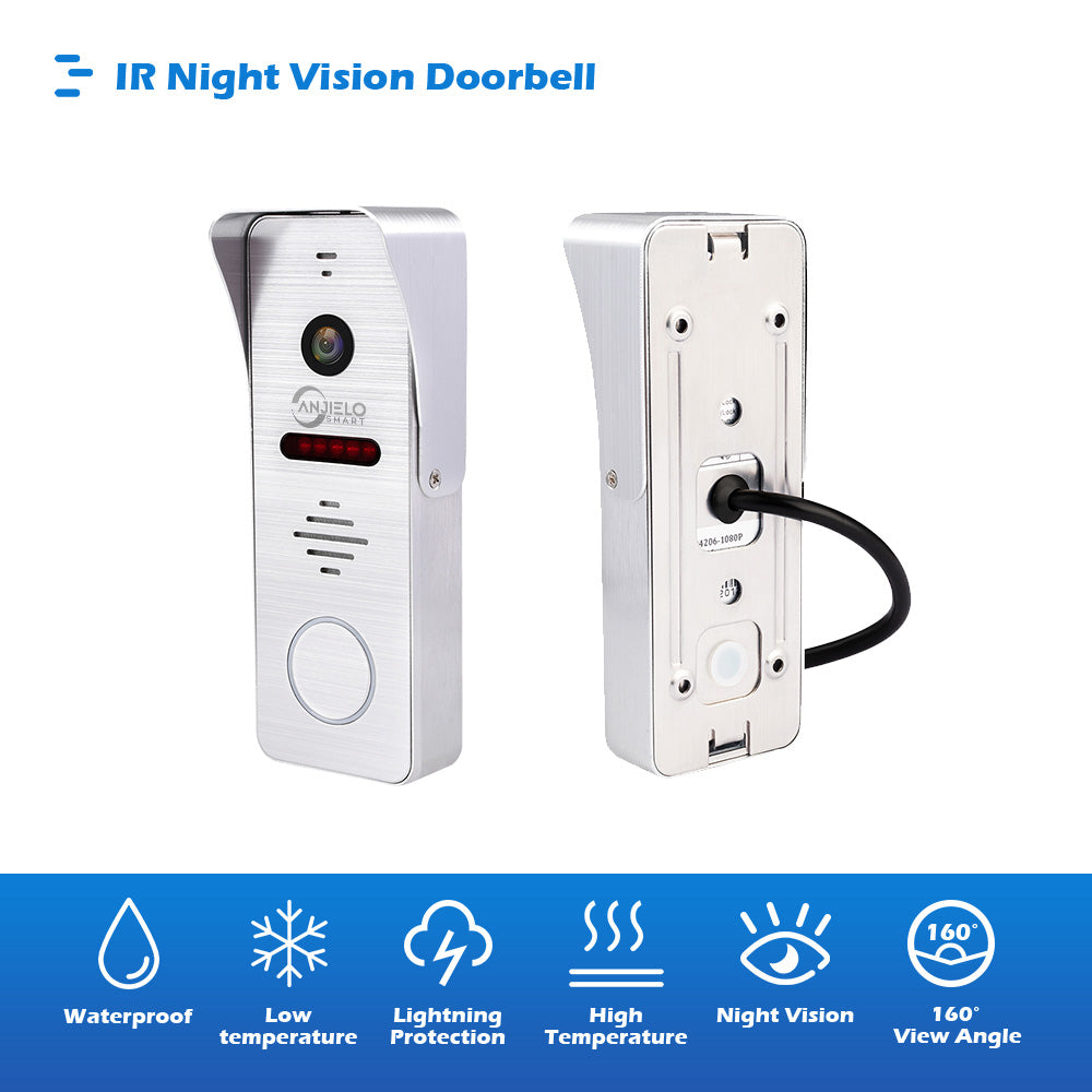 Tuya 7 Inches Video Doorbell Touch Screen Smart Home Video Intercom System WiFi Entry Access with 1080P Doorbell Camera For Home Villa