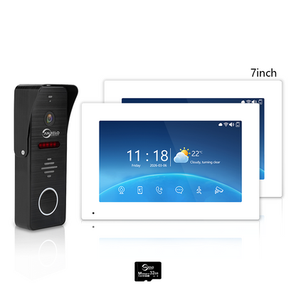 Anjielo 1080P 4 Wire Video Intercom System Photo Frame Background Music with Motion Detection for Home Apartment