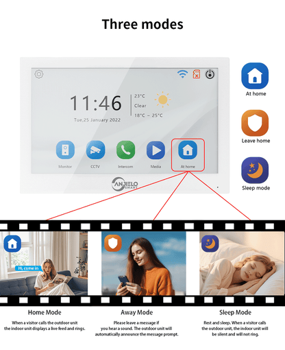 Anjielo 7/10 Inch 1080P Smart WiFi Video Intercom System with Tuya App 3-in-1 Unlock Motion Detection Alarm for Home Apartment