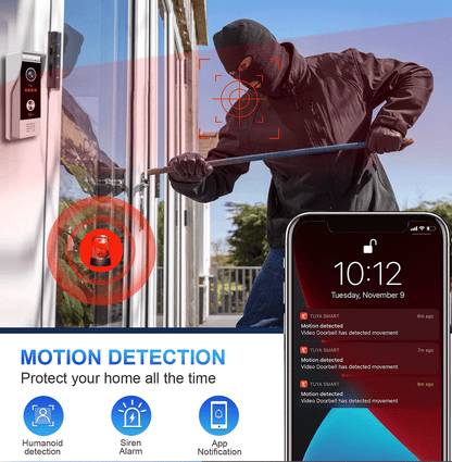 Anjielo 7/10 Inch 1080P Smart WiFi Video Intercom System with Tuya App 3-in-1 Unlock Motion Detection Alarm for Home Apartment