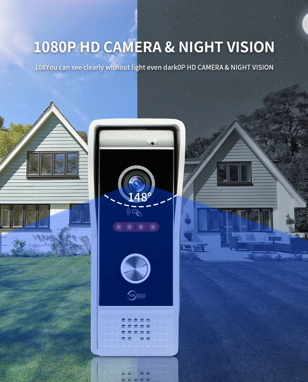Anjielo 7/10 Inch 1080P Smart WiFi Video Intercom System with Tuya App 3-in-1 Unlock Motion Detection Alarm for Home Apartment