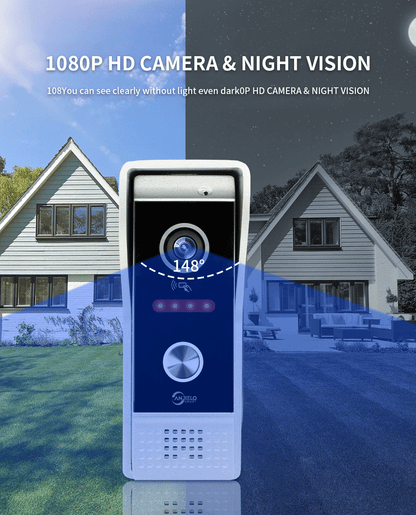 Anjielo 7/10 Inch 1080P Smart WiFi Video Intercom System with Tuya App 3-in-1 Unlock Motion Detection Alarm for Home Apartment