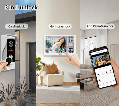 Anjielo 7/10 Inch 1080P Smart WiFi Video Intercom System with Tuya App 3-in-1 Unlock Motion Detection Alarm for Home Apartment