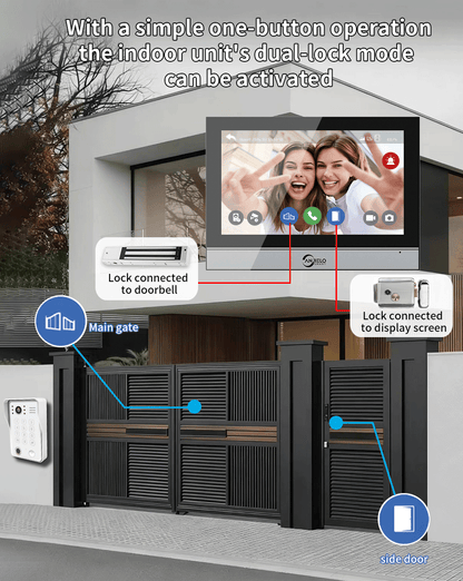 Anjielo 7/10 Inch 4 Wire WiFi Video Intercom System with 5-in-1 Unlock Fingerprint RFID Password App for Home Apartment