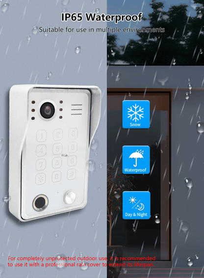 Anjielo 7/10 Inch 4 Wire WiFi Video Intercom System with 5-in-1 Unlock Fingerprint RFID Password App for Home Apartment