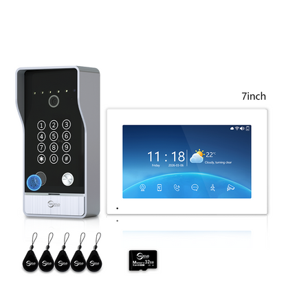 Anjielo Smart Video Doorbell Intercom System with 5-in-1 Unlocking – Fingerprint, Password, RFID Card, Touchscreen & Tuya App Unlock for Apartment or Villa|
