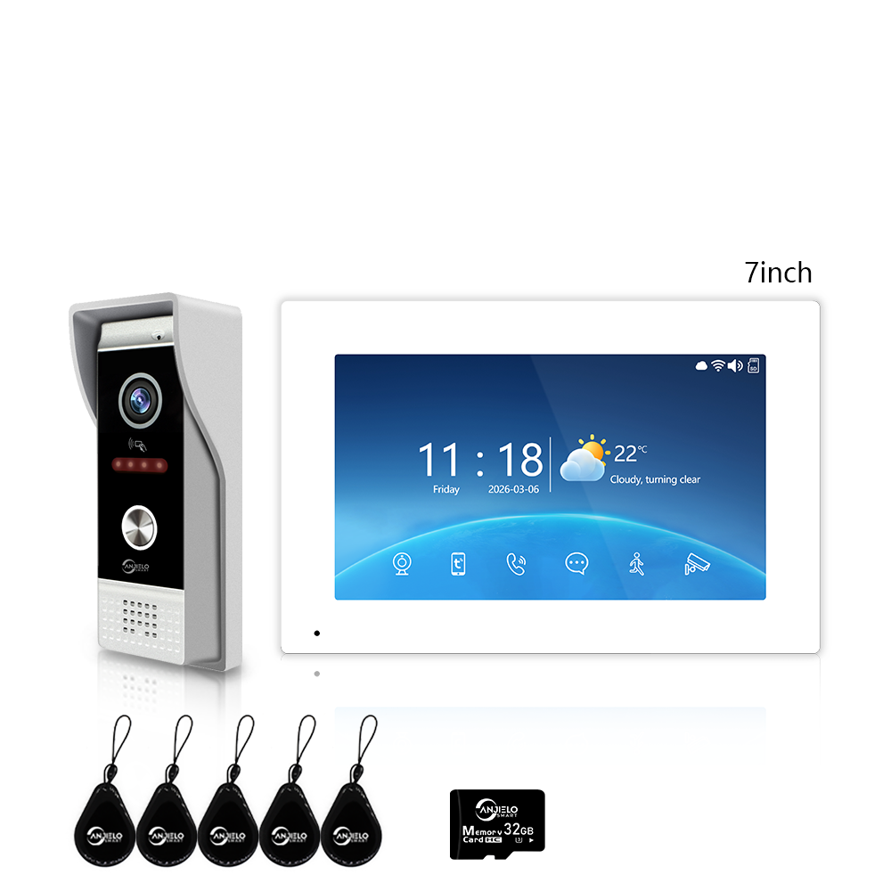 Anjielo 4 Wire 1080P 7/10 Inch Photo Frame with Infrared Night Vision Wifi Video Doorbell Intercom Tuya Smart Doorphone RFID Access Control System for Villa Apartment