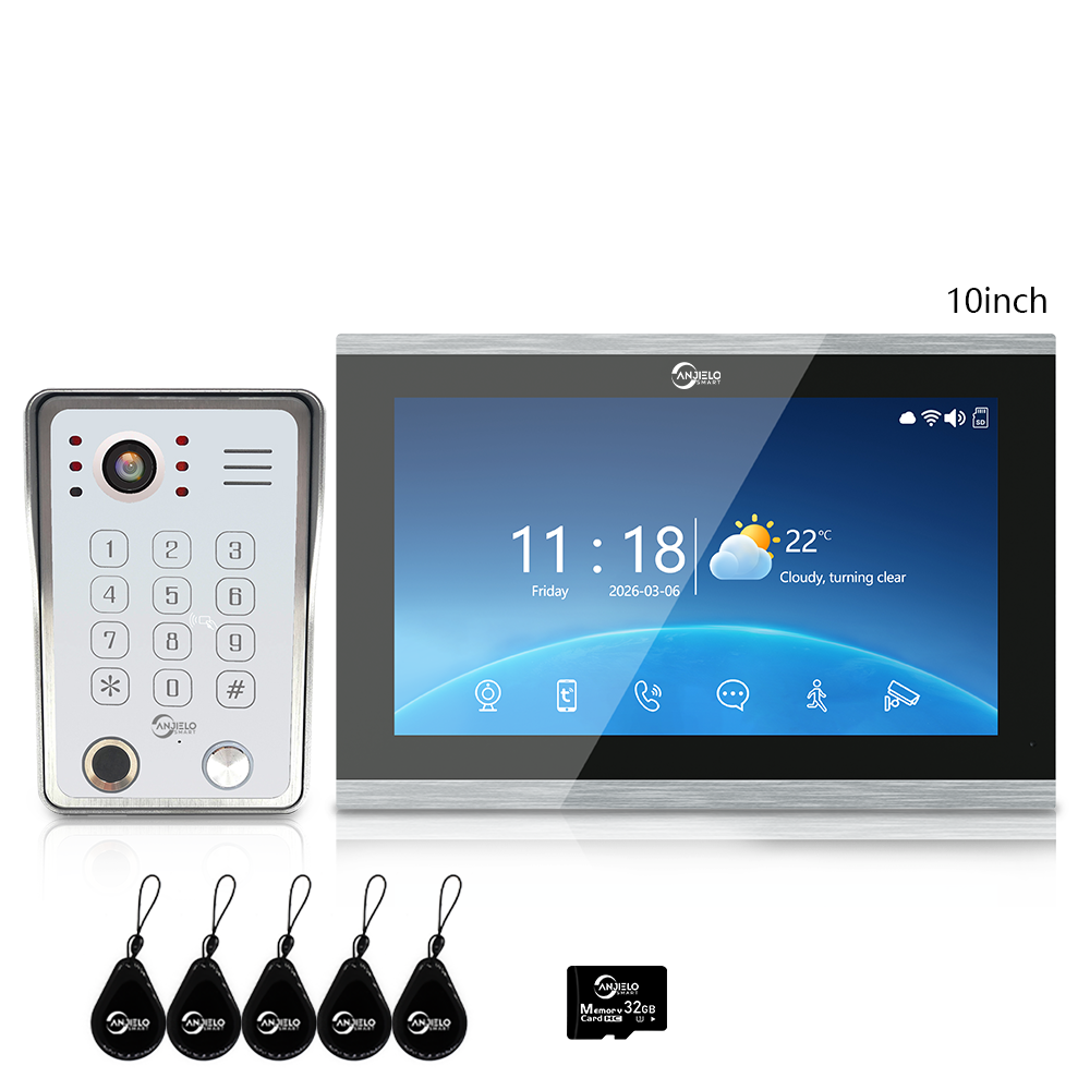 Anjielo Latest 7/10 Inch Monitor 4 wire Video Intercom System Photo Frame Video Doorbell 5 in 1 unlocking with Motion Detection for the Apartment Home andVilla