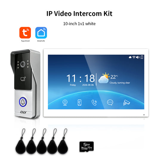 Anjielo IP Video Intercom System with High-Definition Large Screen & Infrared Night Vision Fill Light – Tuya App, 7/10.1-Inch Touch Screen, RFID Unlock for Multi-Story Villas