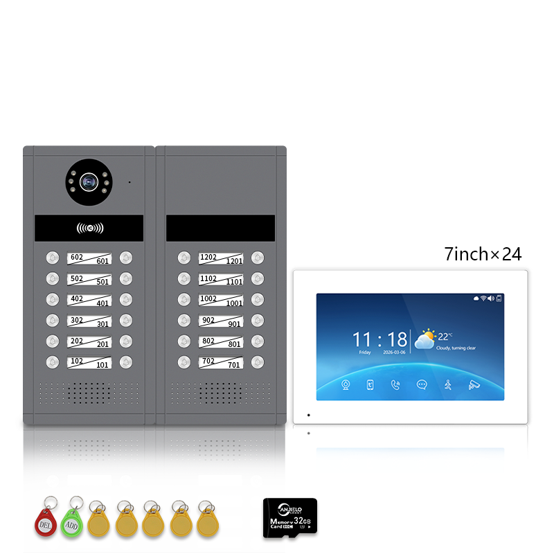 Anjielo 7/10 Inch WiFi Smart Video Doorbell Multi‑Family Apartment Intercom System Two‑Way Audio & Remote Unlock Digital Photo Frame & Background Music Tuya App Control IP65 Weatherproof