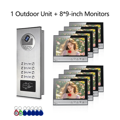 Anjielo New Series 4 Wire Video Intercom System Video Doorbell and Doorphone For 2/4/6/8/10/12 Household