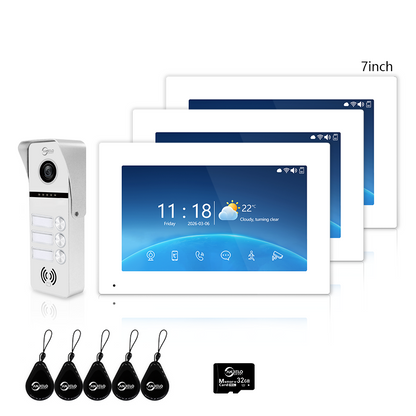 Anjielo Newest 4 Wire Video Door Phone Intercom System with Photo Frame Background Music for 2/3/4 Household
