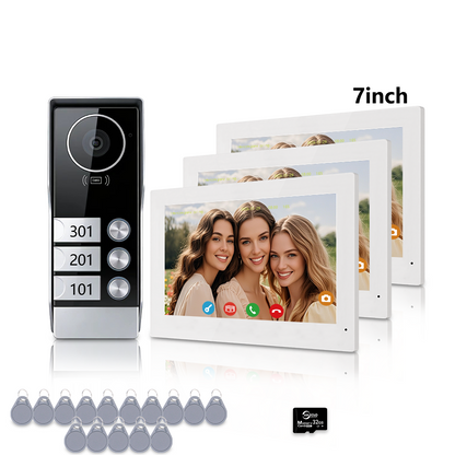 Anjielo 2 WIre Video Intercom Systems with 7/10 inch Video Monitor Video Doorbell VIdeo Doorphone Intercom for 1/2/3/4 Household