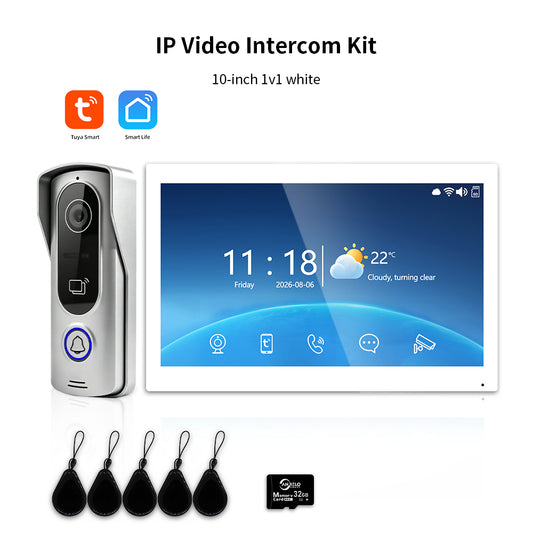 Anjielo IP HD Video Intercom System with Tuya App – 7/10.1-Inch Touch Screen, AHD 2.0MP Camera, RFID Unlock for Villa & Apartment