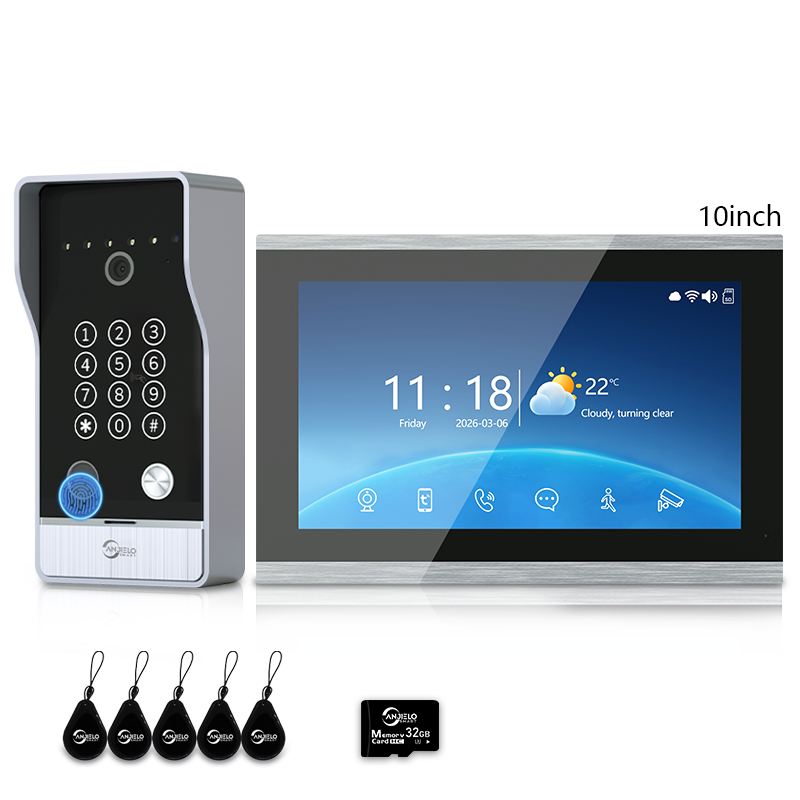 Anjielo Smart Video Doorbell Intercom System with 5-in-1 Unlocking – Fingerprint, Password, RFID Card, Touchscreen & Tuya App Unlock for Apartment or Villa|