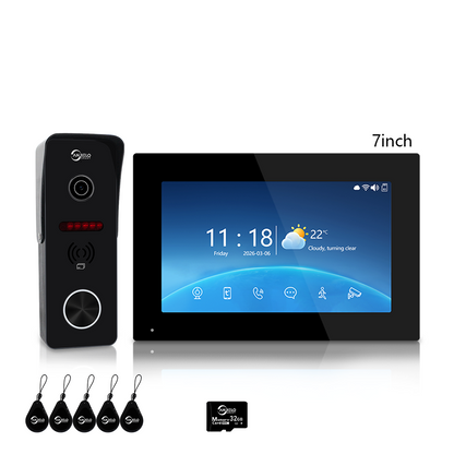 Anjielo 1080P 4 Wire Video Doorbell Intercom System 7/10 Inch Monitor Photo Frame with Motion Decetion Unlock by IC Card Monitor Tuya App for Villa