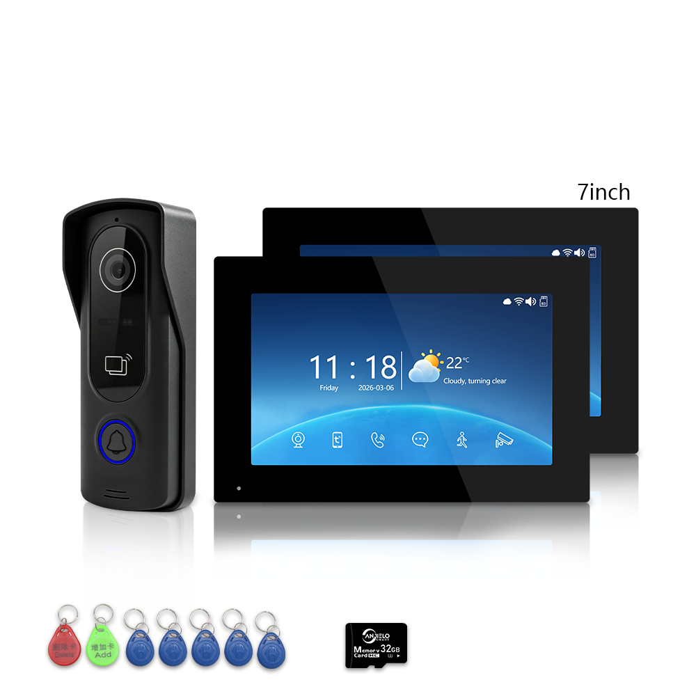 Anjielo 4-Wire Video Intercom Kit with Tuya Smart WiFi, 1080P HD Night Vision Camera, 7/10-Inch Touchscreen Monitor, Remote Unlock, Motion Detection & IP65 Waterproof for Home, Apartment & Villa Security