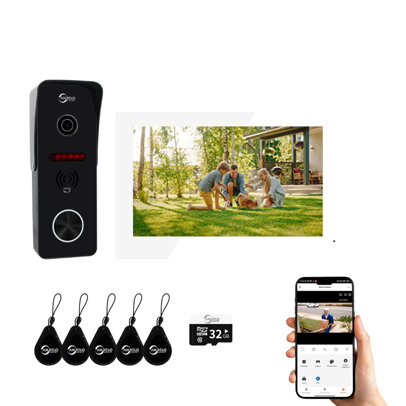 Anjielo Video Doorbell Apartment Intercom 7 inch Touch Monitor 1080P Door Camera TUYA Smart Home Door Phone Kits 3 in 1 Unlock RFID Card for Home Villa