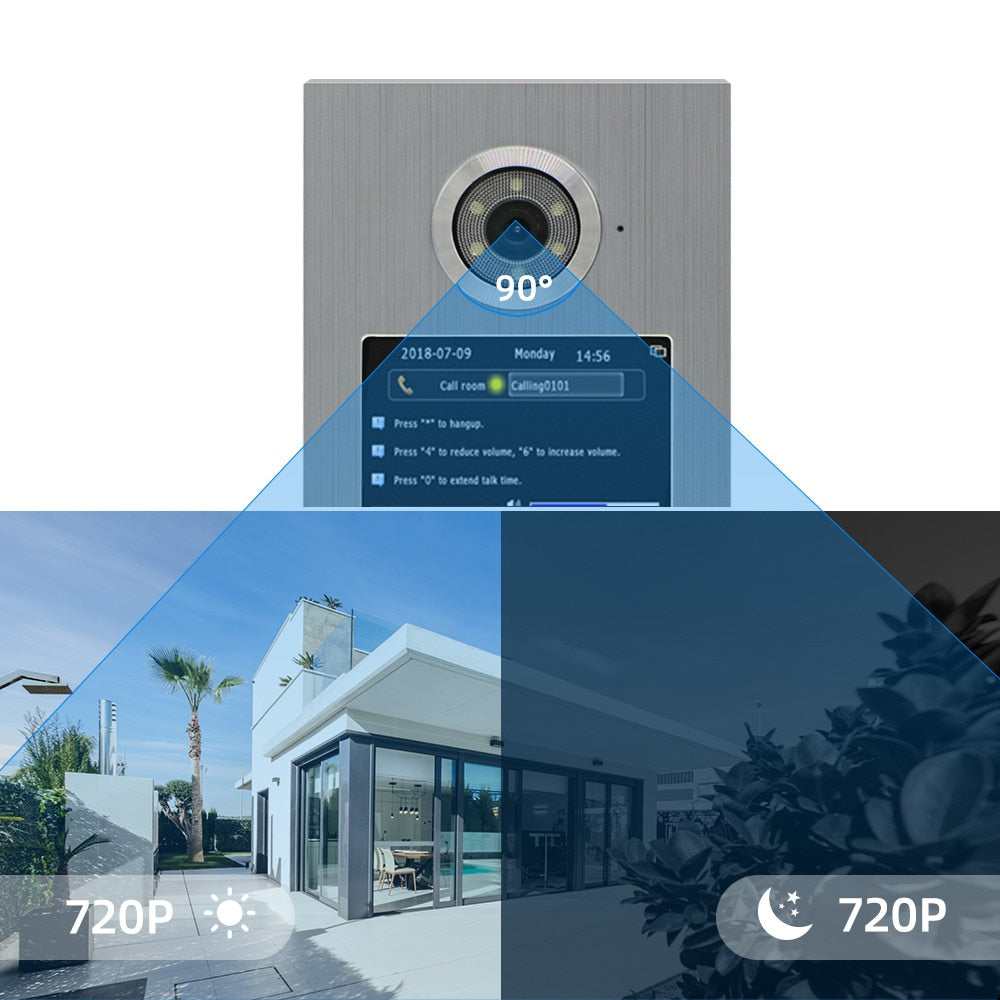 ANJIELOSMART 1.0MP Video Doorbell Large Building IP Video Door Phone Intercom Camera with RFIC Cards/Password Unlock, IP65 Waterproof