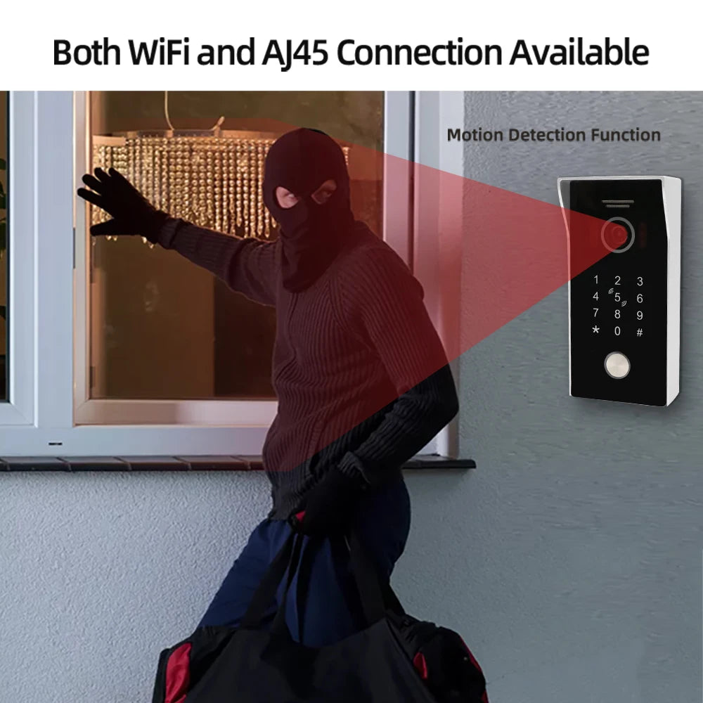 ANJIELOSMART Tuya Smart Wireless WiFi IP POE Switch video intercom 10"Touch Screen Doorbell Home Door phone Intercom with Camera Code