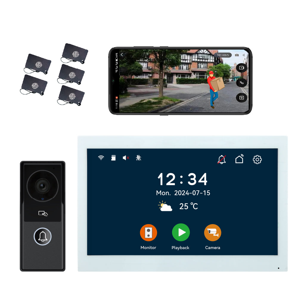 Anjielo Smaart 2-Wire Video Doorbell Intercom System with 1080P Camera and 10 Inch Touch Screen, WiFi Video Door Phone Kit for Home Apartment