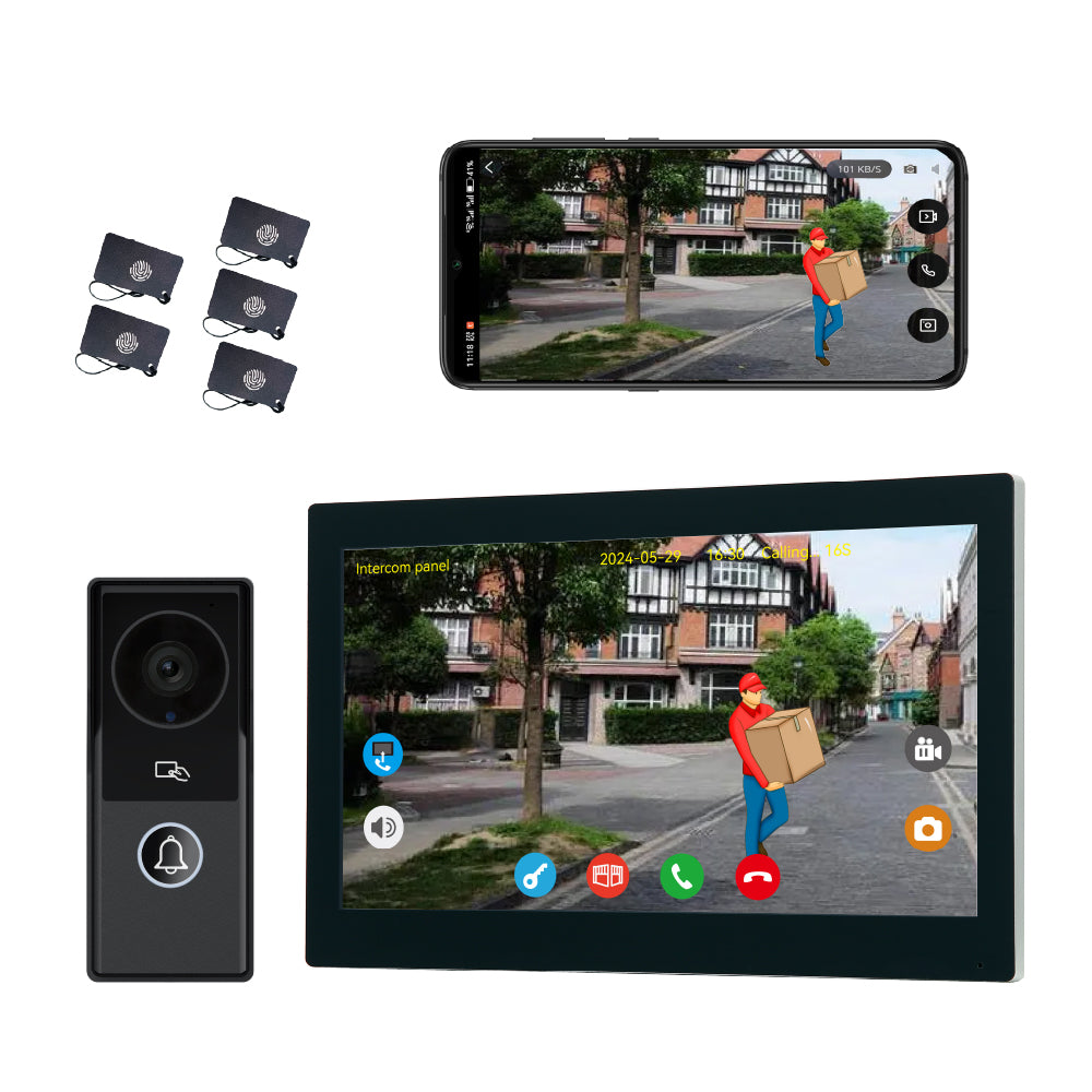 Anjielo Smaart 2-Wire Video Doorbell Intercom System with 1080P Camera and 10 Inch Touch Screen, WiFi Video Door Phone Kit for Home Apartment