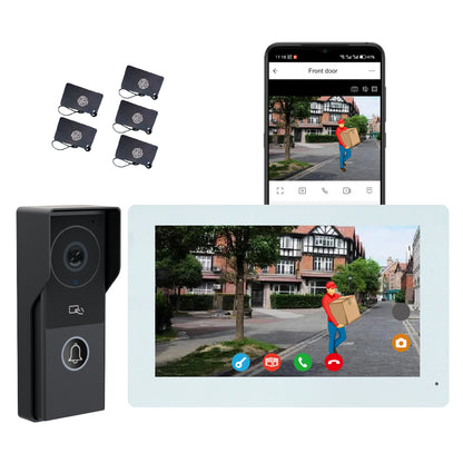 Anjielo Smart 2-Wire Video Doorbell Intercom System with 1080P Camera and 10 Inch Touch Screen, WiFi Video Door Phone Kit for Home Apartment