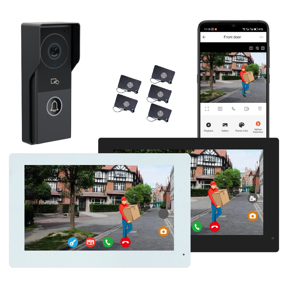 Anjielo Smaart 2-Wire Video Doorbell Intercom System with 1080P Camera and 10 Inch Touch Screen, WiFi Video Door Phone Kit for Home Apartment