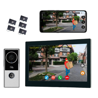 Anjielo Smart 2-Wire Video Doorbell Intercom System with 1080P Camera and 10 Inch Touch Screen, WiFi Video Door Phone Kit for Home Apartment