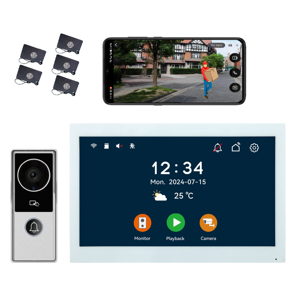 Anjielo Smaart 2-Wire Video Doorbell Intercom System with 1080P Camera and 10 Inch Touch Screen, WiFi Video Door Phone Kit for Home Apartment