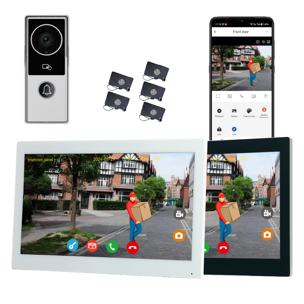 Anjielo Smaart 2-Wire Video Doorbell Intercom System with 1080P Camera and 10 Inch Touch Screen, WiFi Video Door Phone Kit for Home Apartment