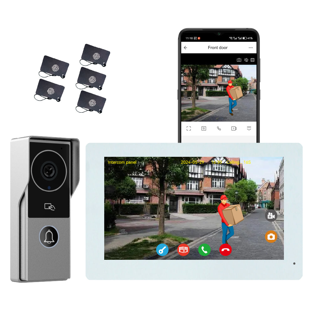 Anjielo Smaart 2-Wire Video Doorbell Intercom System with 1080P Camera and 10 Inch Touch Screen, WiFi Video Door Phone Kit for Home Apartment